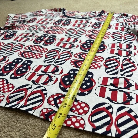 ALFRED DUNNER Patriotic Red White Blue Top Tee Shirt Flip Flops 4th Of July XXL - Picture 6 of 7